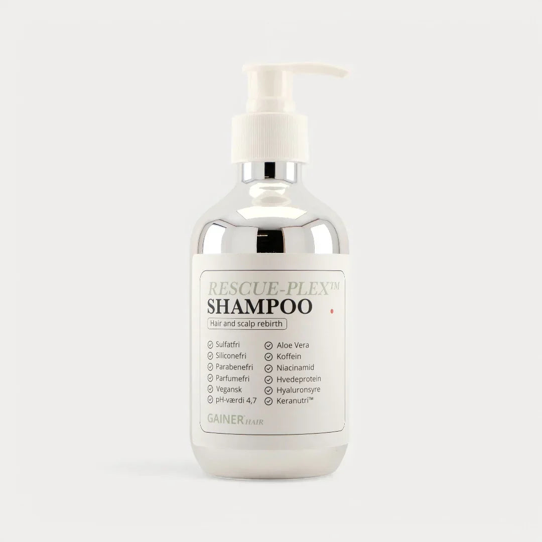 Rescue‑Plex Shampoo fra GainerHair – fugtgivende og styrkende shampoo med 98 % naturlige ingredienser